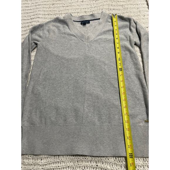 Tommy Hilfiger Sweater Long Sleeve V Neck Lightweight Knit Womens Sz Small Gray - Picture 3 of 9